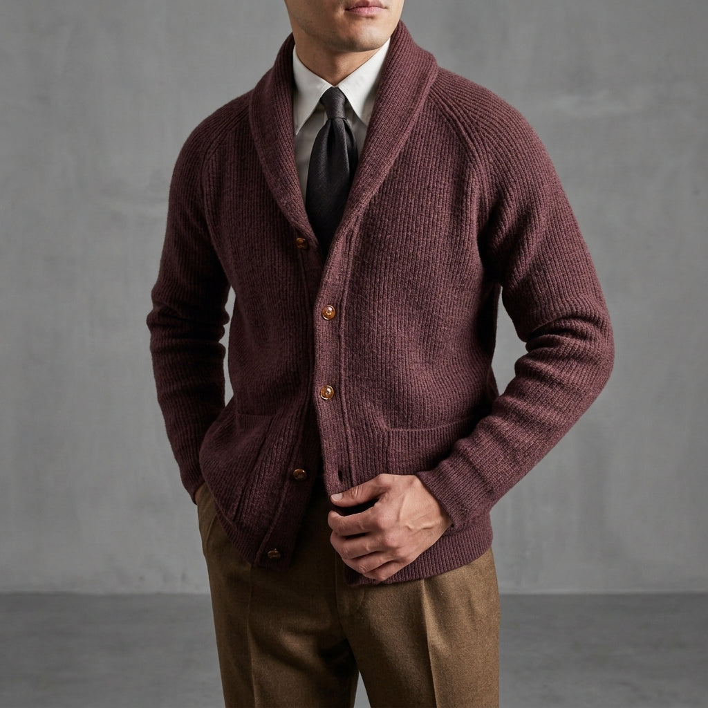 Lucas - Men's Button-Front Shawl Collar Cardigan