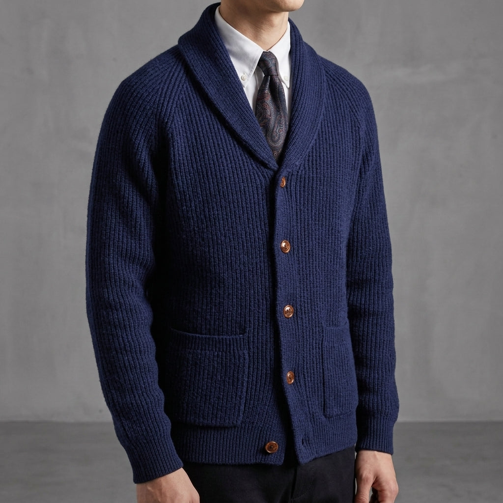 Lucas - Men's Button-Front Shawl Collar Cardigan