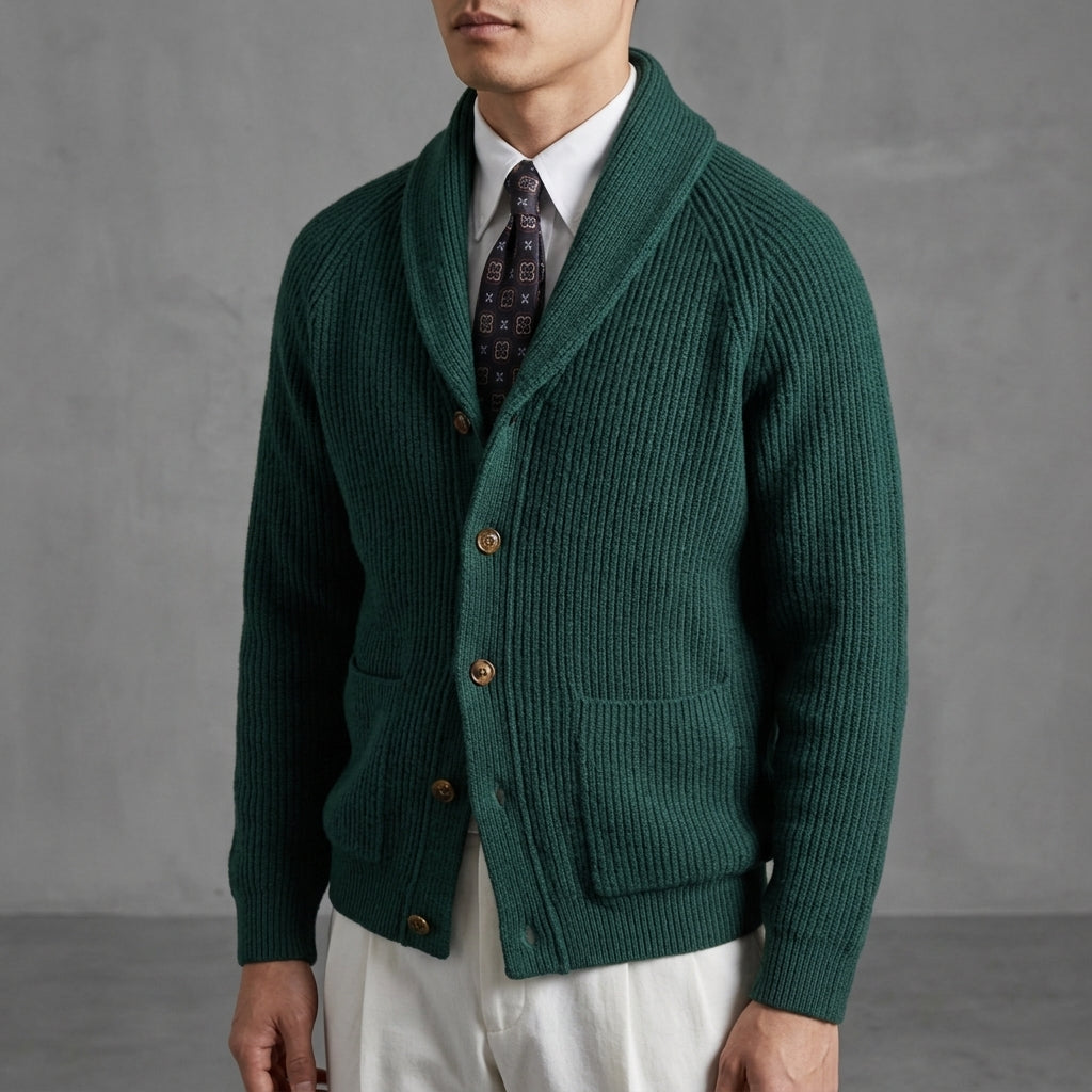 Lucas - Men's Button-Front Shawl Collar Cardigan