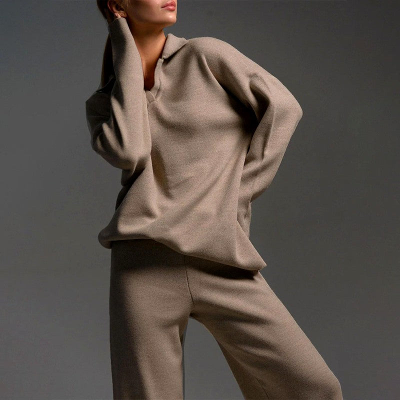 Lucinda - Women's Polo Collar Oversized Matching Set