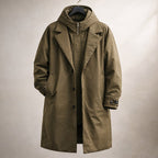 Luke - Men's Notch Lapel Trench Coat with Detachable Hood