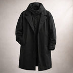 Luke - Men's Notch Lapel Trench Coat with Detachable Hood