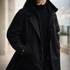 Luke - Men's Notch Lapel Trench Coat with Detachable Hood