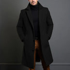Luke - Men's Single-Breasted Wool Coat with Notch Lapels