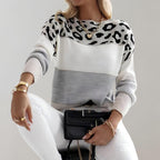 Lydia - Women's Leopard Colorblock Sweater