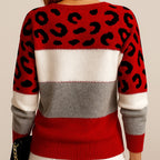 Lydia - Women's Leopard Colorblock Sweater