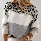 Lydia - Women's Leopard Colorblock Sweater