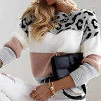 Lydia - Women's Leopard Colorblock Sweater