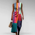 Mabel - Women's Colorblock Stripe Sleeveless Midi Dress 1