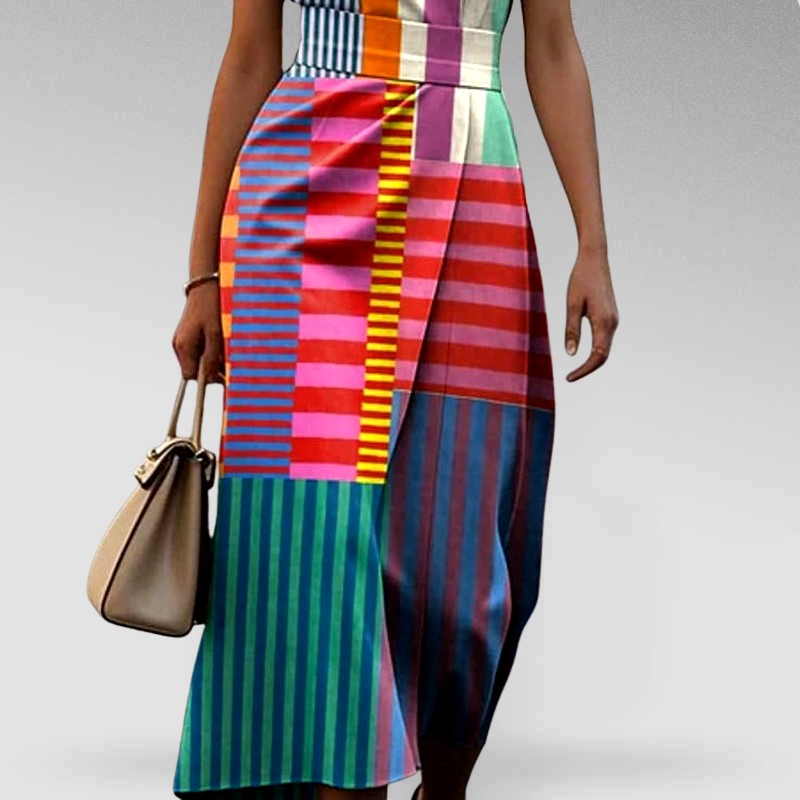 Mabel - Women's Colorblock Stripe Sleeveless Midi Dress 3