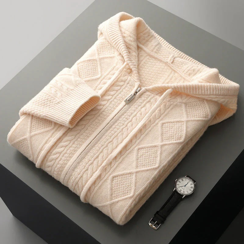 Marcus - Men's Cable Knit Hooded Zip Sweater
