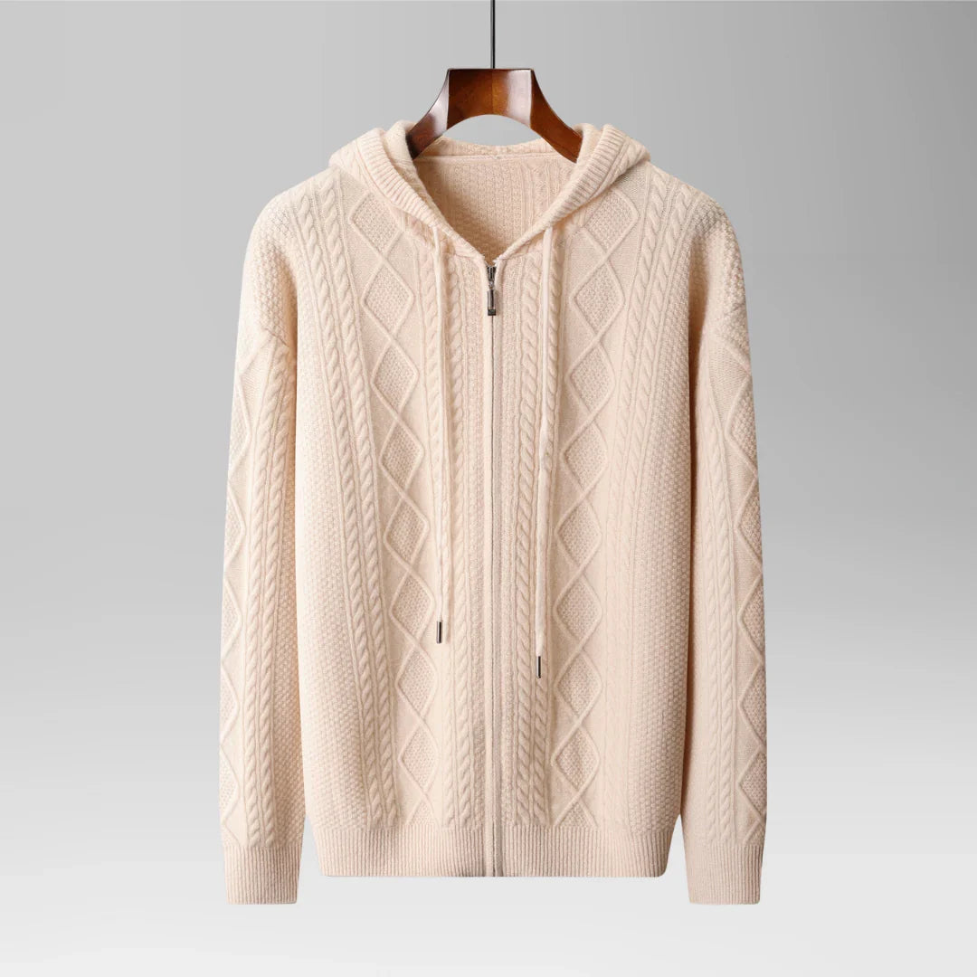 Marcus - Men's Cable Knit Hooded Zip Sweater