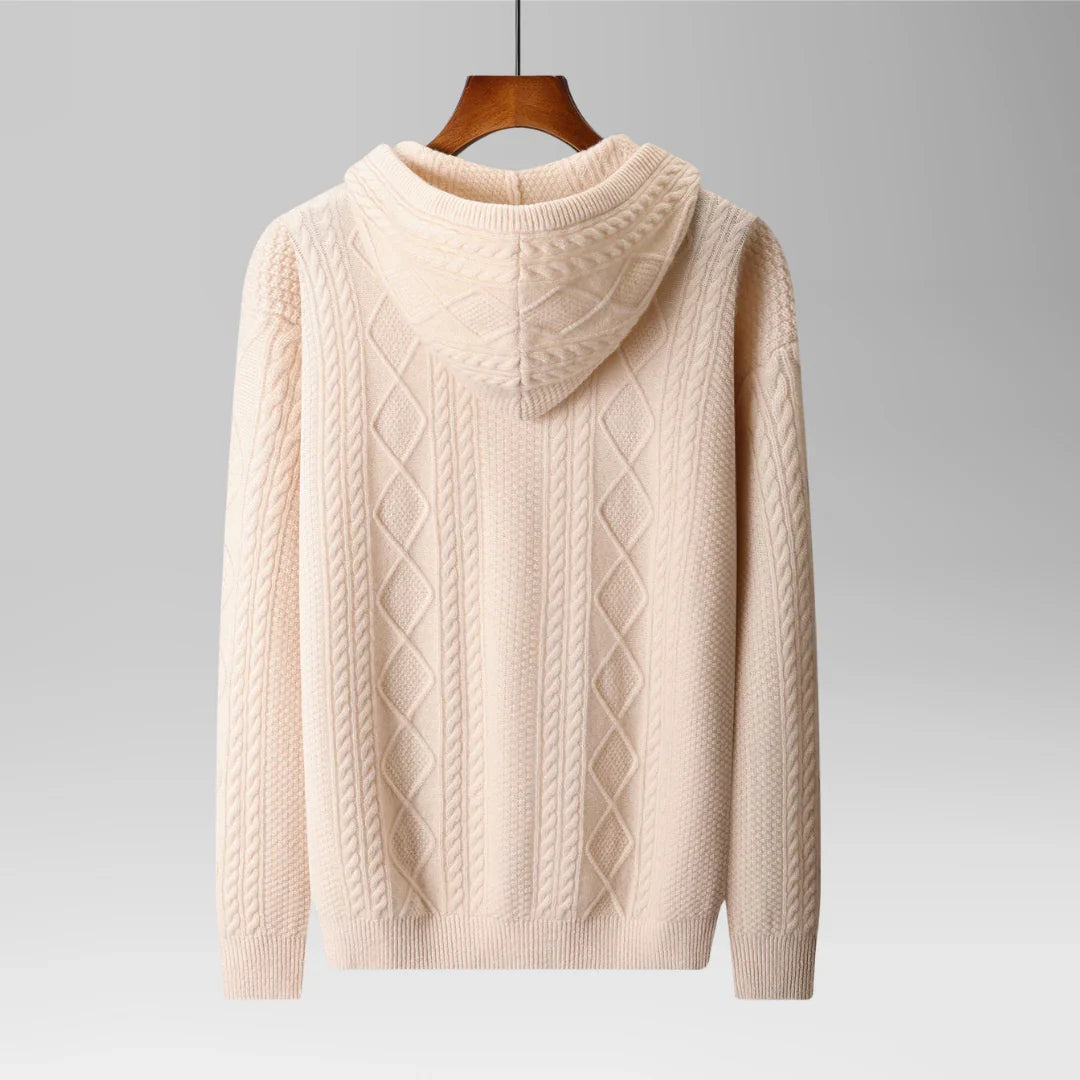Marcus - Men's Cable Knit Hooded Zip Sweater