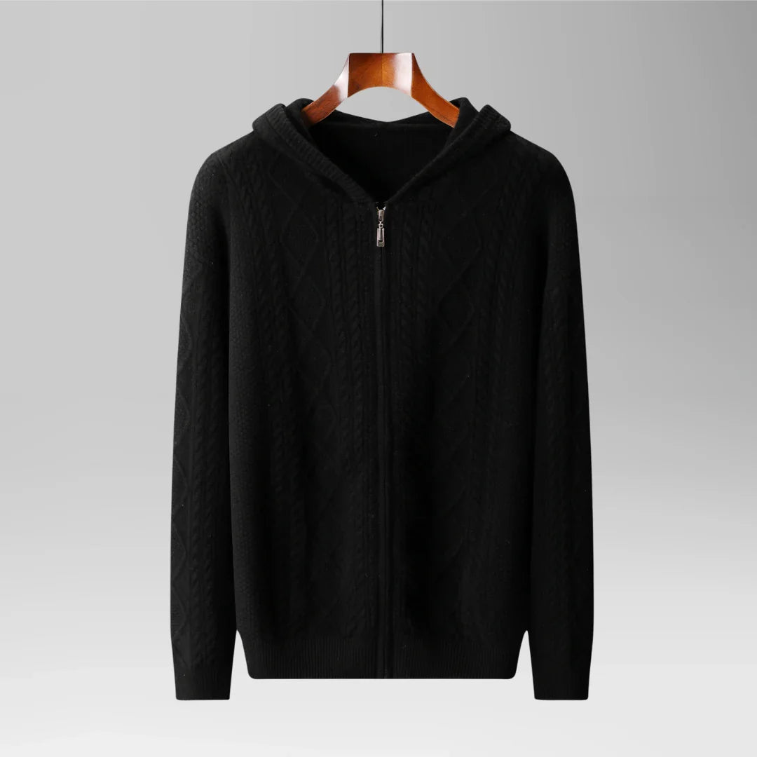 Marcus - Men's Cable Knit Hooded Zip Sweater