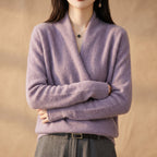 Marguerite - Women's Merino Wool Wrap Sweater with Structured Cuffs