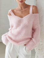 Marianne - Women's Off-Shoulder Knit Sweater with Dual Straps