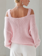Marianne - Women's Off-Shoulder Knit Sweater with Dual Straps
