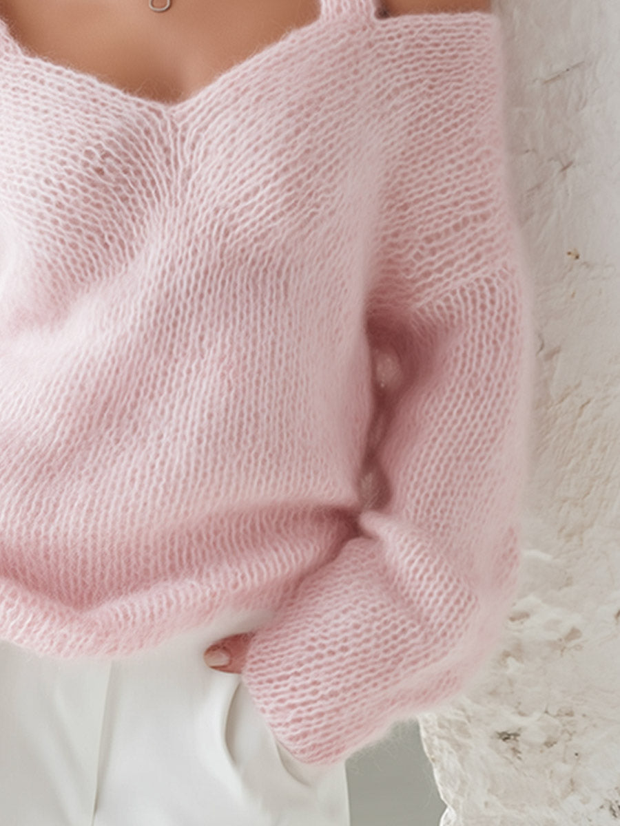 Marianne - Women's Off-Shoulder Knit Sweater with Dual Straps