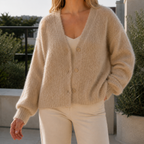 Maris - Women's Oversized Button-Front Cardigan in Soft Knit