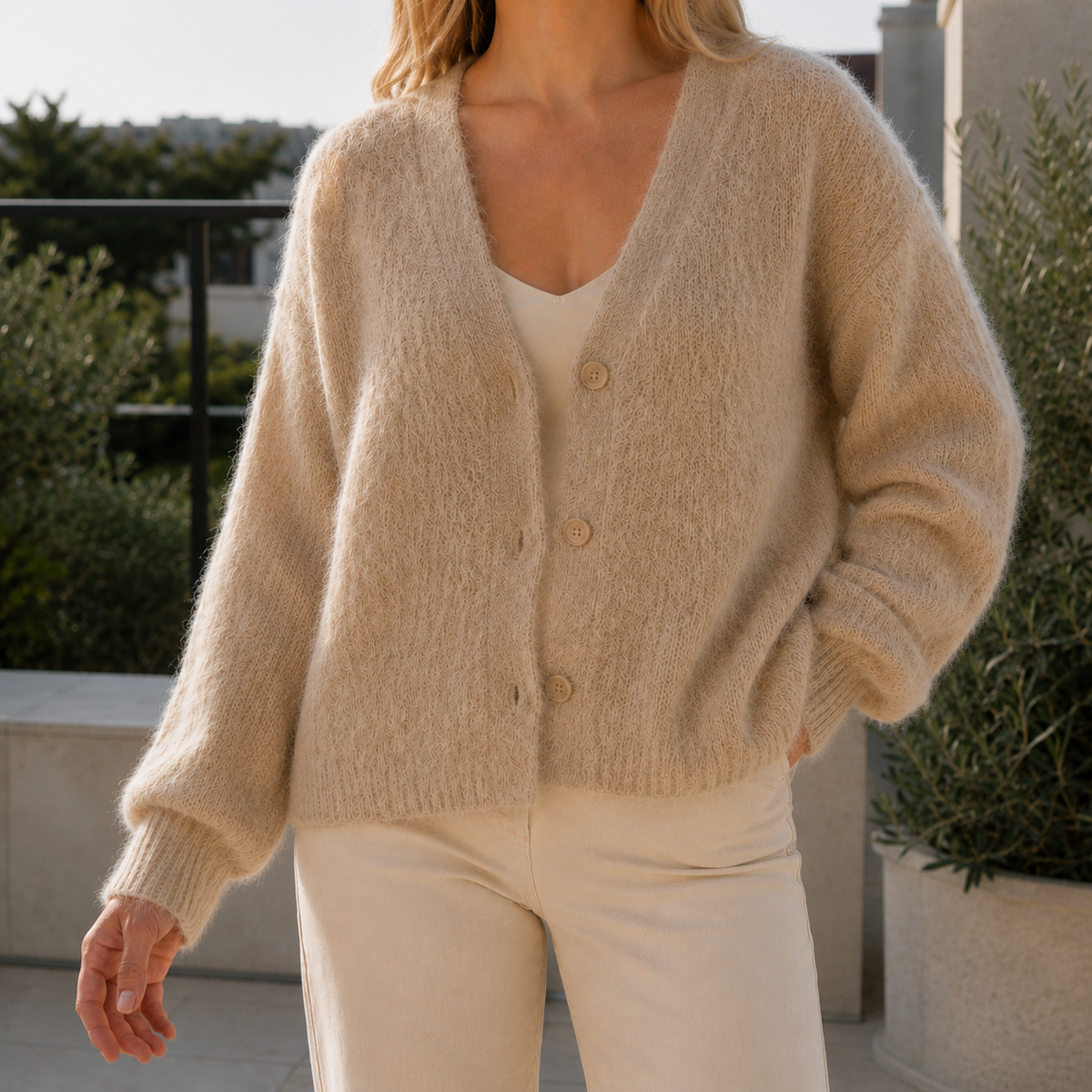 Maris - Women's Oversized Button-Front Cardigan in Soft Knit