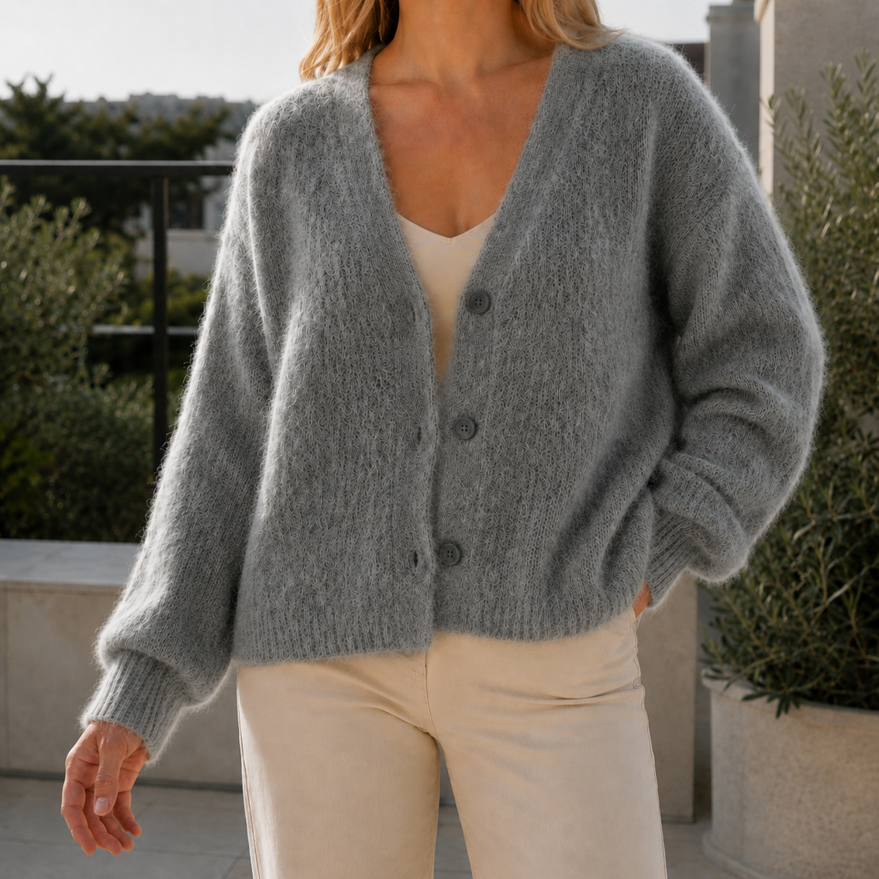 Maris - Women's Oversized Button-Front Cardigan in Soft Knit