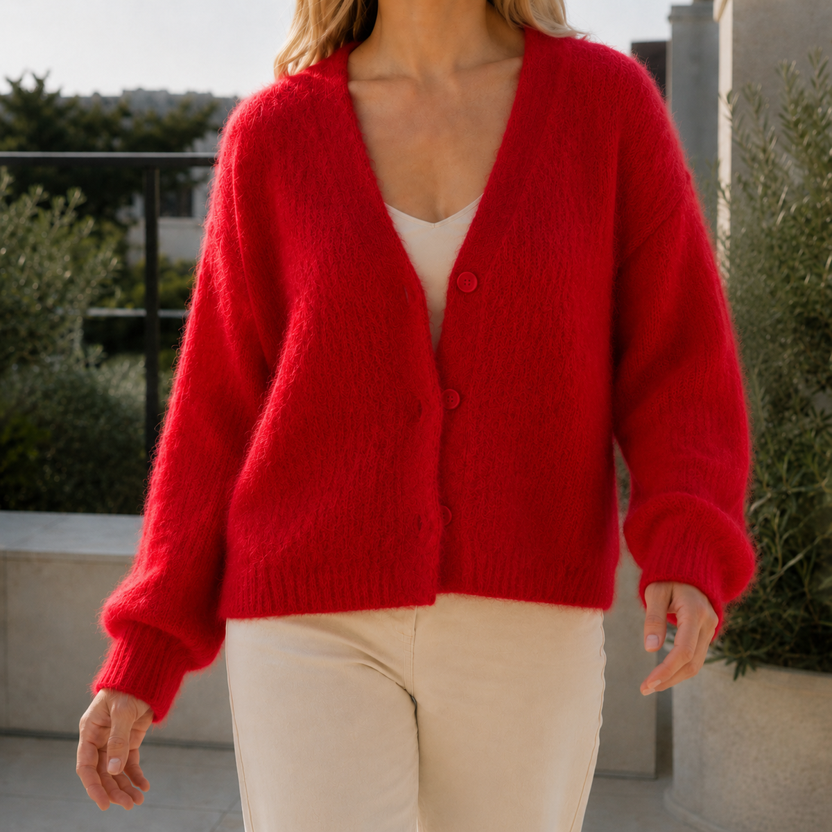 Maris - Women's Oversized Button-Front Cardigan in Soft Knit