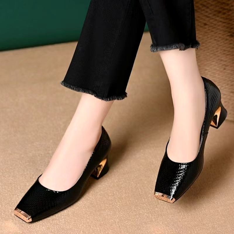 Mariska - Women's Square Toe Block Heel Pumps 5