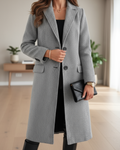 marjorie - Women's Two-Button Long Overcoat with Notch Collar