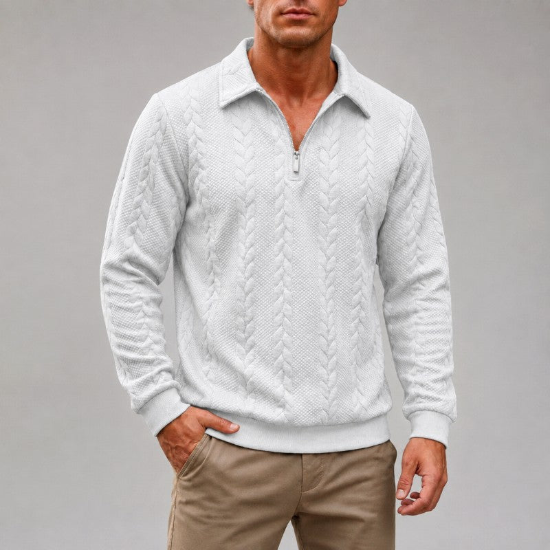 Mark - Men's Cable Knit Long Sleeve Quarter-Zip Sweater 2