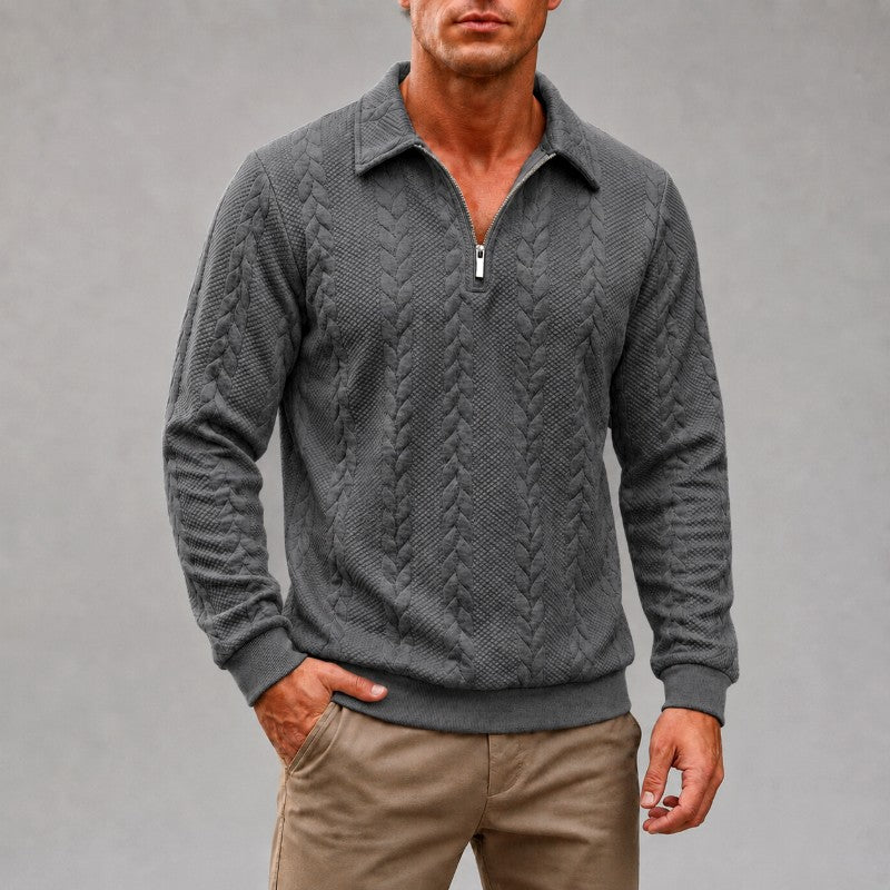 Mark - Men's Cable Knit Long Sleeve Quarter-Zip Sweater 5