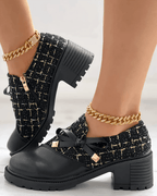 Marlene - Women's Lug-Sole Platform Booties with Textured Knit Upper