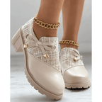 Marlene - Women's Lug-Sole Platform Booties with Textured Knit Upper