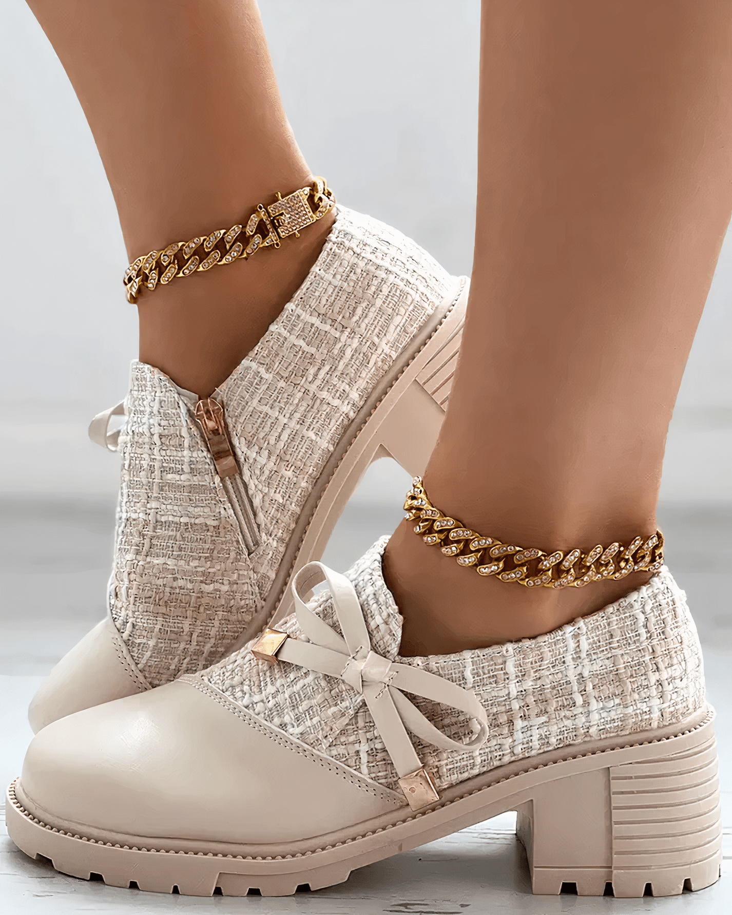 Marlene - Women's Lug-Sole Platform Booties with Textured Knit Upper