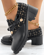 Marlene - Women's Lug-Sole Platform Booties with Textured Knit Upper