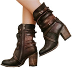Marlowe - Women's Buckled Block-Heel Ankle Boots