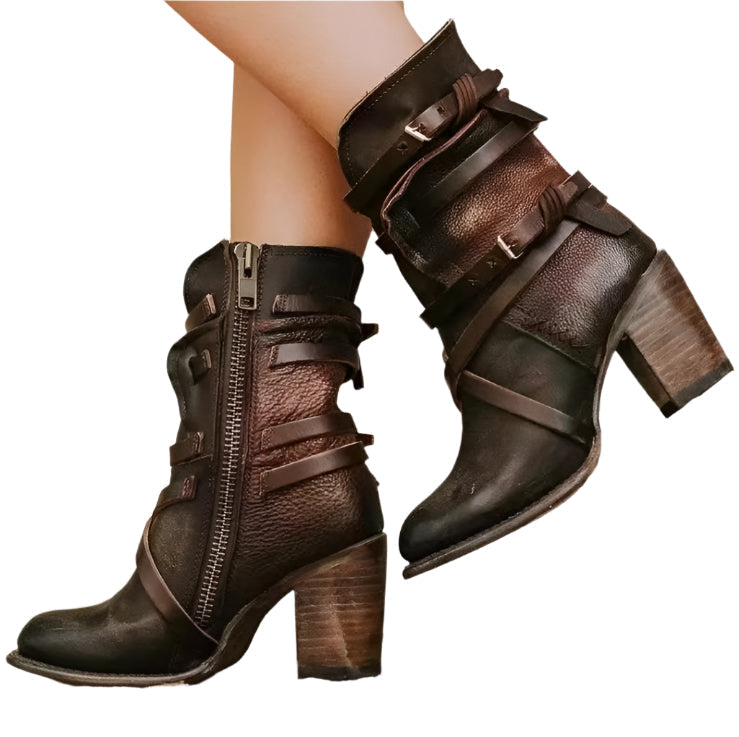 Marlowe - Women's Buckled Block-Heel Ankle Boots