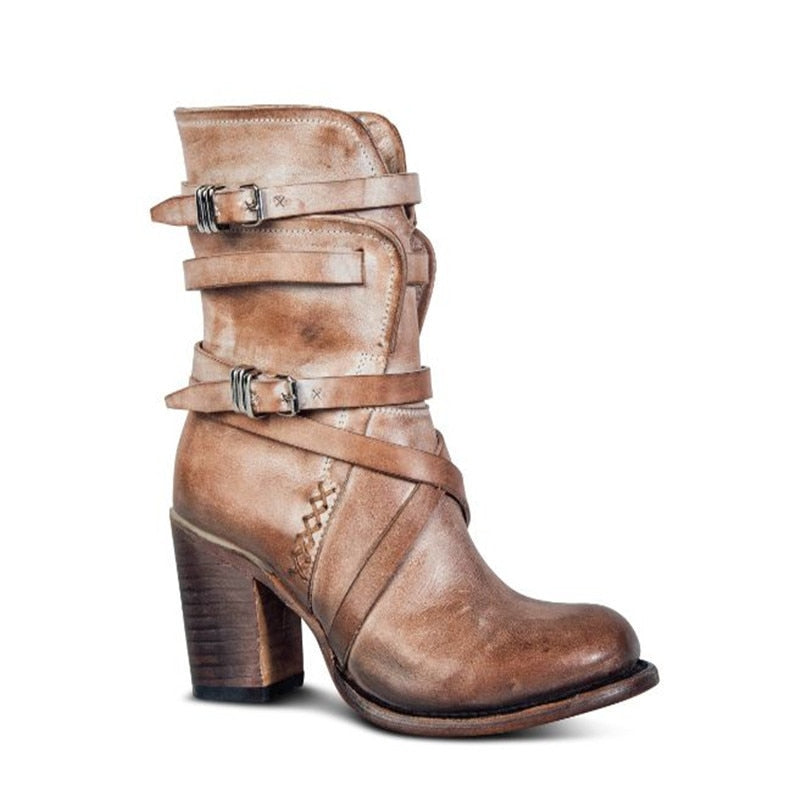 Marlowe - Women's Buckled Block-Heel Ankle Boots