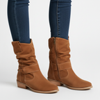 Matilda - Women's Suede Mid-Calf Boots with Side Zip