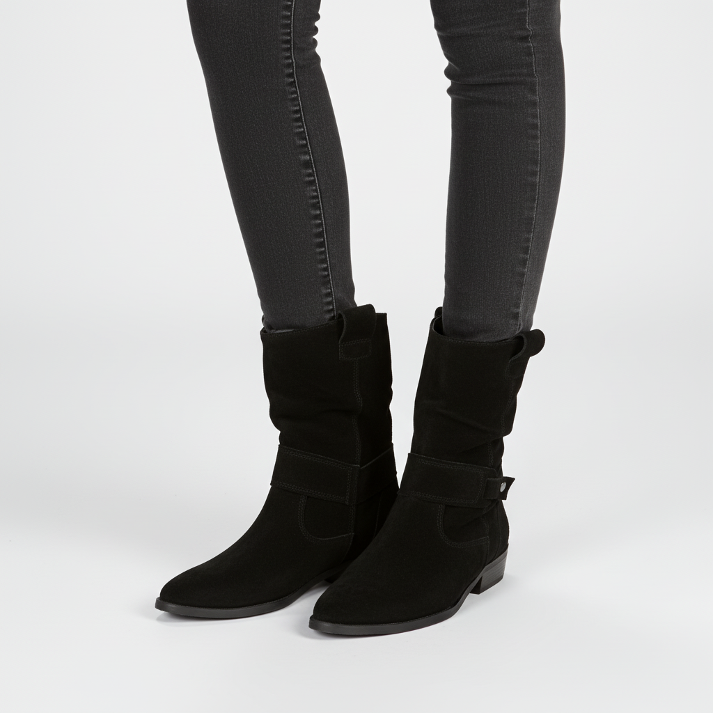 Matilda - Women's Suede Mid-Calf Boots with Side Zip