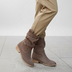 Matilda - Women's Suede Mid-Calf Boots with Side Zip