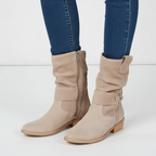 Matilda - Women's Suede Mid-Calf Boots with Side Zip