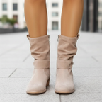 Matilda - Women's Suede Mid-Calf Boots with Side Zip