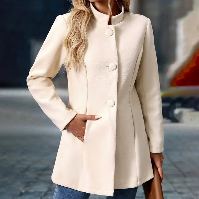 Maxine - Women's Tailored Mandarin Collar Winter Coat 7