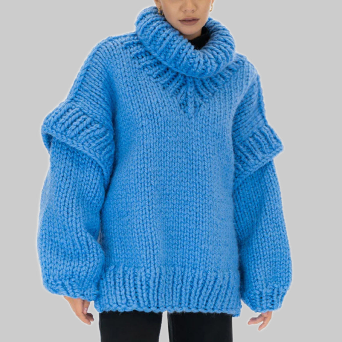 Maybel - Women's Chunky Knit Oversized Turtleneck Sweater 1