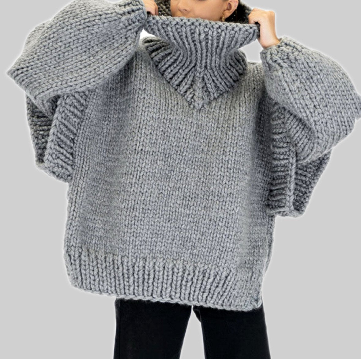 Maybel - Women's Chunky Knit Oversized Turtleneck Sweater 8