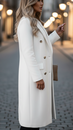 Mia - Women's Six-Button Notch Lapel Longline Coat