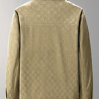 Michael - Men's Checkered Suede Snap Button Blazer Jacket 10