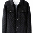 Michael - Men's Checkered Suede Snap Button Blazer Jacket 4
