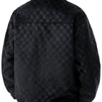 Michael - Men's Checkered Suede Snap Button Blazer Jacket 5
