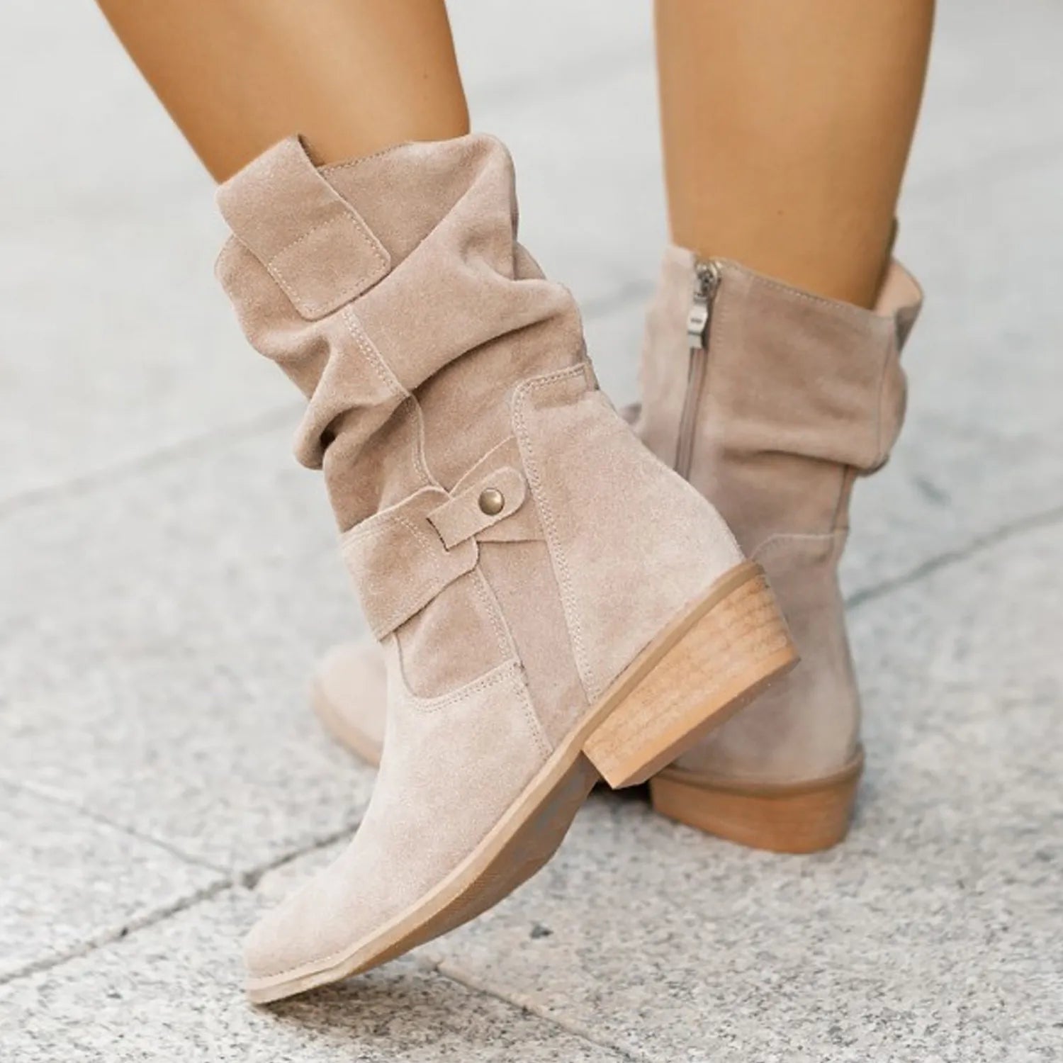 Natalia - Women's Suede Slouch Ankle Boot